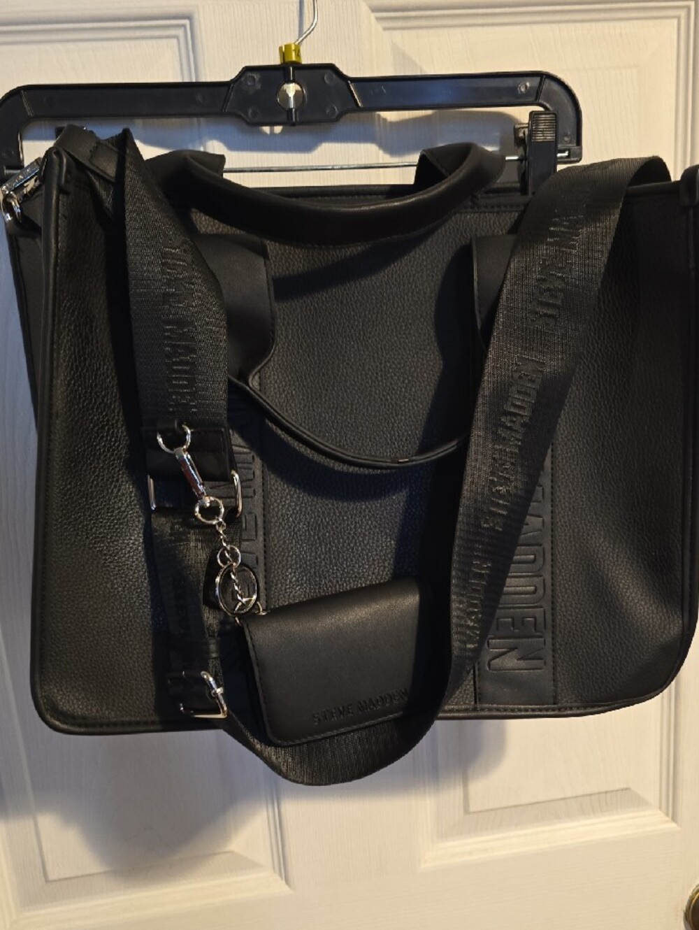 Steve Madden Black Leather-Look Laptop Briefcase - Picture 3 of 4